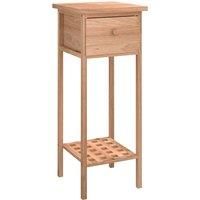 vidaXL Solid Wood Walnut Side Table with Drawer - 25x25x60 cm Couch End Table, Rustic Brown Lamp/Telephone Stand, Farmhouse Style Plant Shelf for Living Room/Bedroom/Office