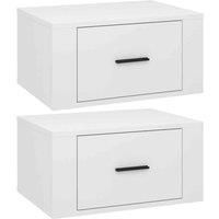 vidaXL Wall-mounted Bedside Cabinets 2 pcs High Gloss White 50x36x25cm