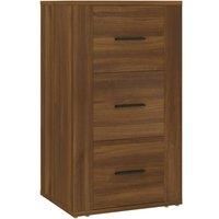 vidaXL Resistant Brown Oak Sideboard - Engineered Wood Cabinet with 3 Drawers - Versatile for Living Room, Bedroom, Office - Easy Assembly
