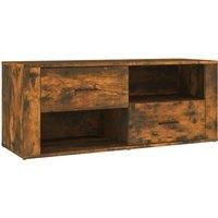 vidaXL Smoked Oak TV Cabinet with Multiple Storage Compartments - Engineered Wood Media Unit – Compact Size for Living Room and Bedroom