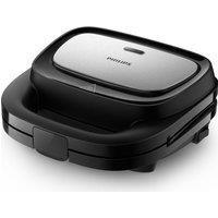 Philips 5000 Series Sandwich Maker - 3 Plate Sets for Paninis, Sandwiches, and Waffles. Nonstick Grill Plates. Cut-and-Seal. 750W Power. Black (HD2350/80)
