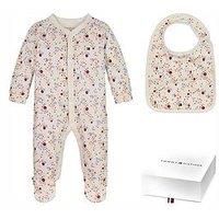 Tommy Hilfiger Baby Girls Flower Coverall Giftbox - Light Cream
