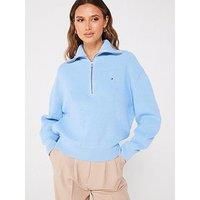 Tommy Hilfiger Half Zip Mini Logo Jumper - Blue