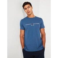 Tommy Hilfiger Linear Chest Logo T-Shirt - Blue