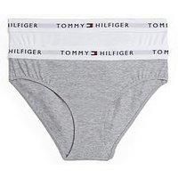 Tommy Hilfiger Girls 2 Pack Bikini Briefs - Light Grey/White