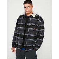 Tommy Jeans Check Sherpa Overshirt - Dark Grey