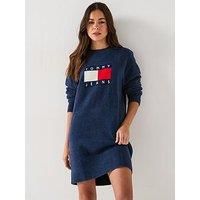 Tommy Jeans Flag Logo Jumper Dress - Navy