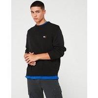 Tommy Jeans Regular Fit Flag Logo Knitted Jumper - Black