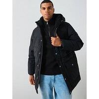 Tommy Hilfiger Men’s Rocky Utility Parka with Button Placket, Black (Black), XXL
