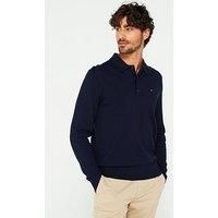 Tommy Hilfiger Men’s Pima Cashmere Jumper with Polo Collar, Blue (Desert Sky), M