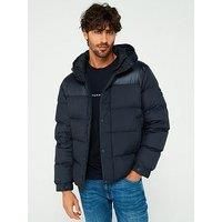 Tommy Hilfiger Men/'s Mix Down Hooded Puffer Jacket Mw0mw36569 Puffer Jacket, Blue (Desert Sky), XXL