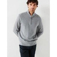 Tommy Hilfiger Essential Cotton 1/4 Zip Mock Knitted Jumper - Grey