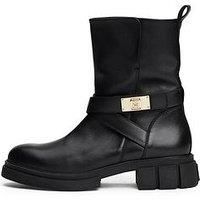 Tommy Hilfiger Leather Biker Boots - Black