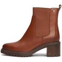 Tommy Hilfiger Women’s Mid Heel Leather Chelsea Boots, Brown (Cognac Brown), 6,5