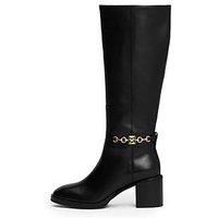 Tommy Hilfiger Chain Detail Leather Calf Boots - Black