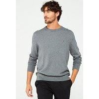 Tommy Hilfiger Pima Cotton Cashmere Flecked Crew Neck Knitted Jumper - Grey