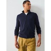 Tommy Hilfiger Men’s Essential Cotton Stand Collar Jumper with Zip, Blue (Desert Sky), XXL