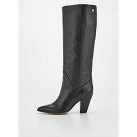 Tommy Hilfiger Leather Knee High Cowboy Boots - Black