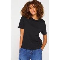 TOMMY HILFIGER Women’s Short Sleeve Stripe Gold T-Shirt with Buttons, Black (Black), L