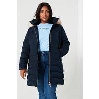 Tommy Hilfiger Women/'s Tyra Heritage Down Coat with Faux Fur, Blue (Desert Sky), 22