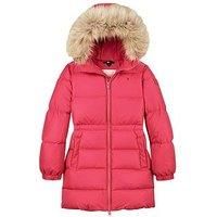 Tommy Hilfiger Girls Long Waisted Down Jacket - Pink