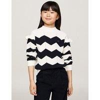 Tommy Hilfiger Girls Wavy Stripe Sweater - White