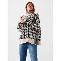 Tommy Hilfiger Houndstooth Mockneck Jumper - Multi