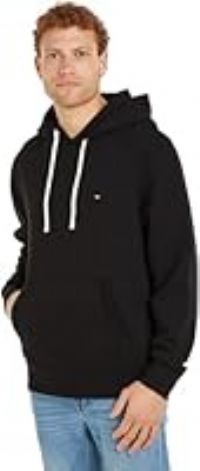 Tommy Hilfiger Men’s Essential Regular Fit Fleece Hoodie, Black (Black), M