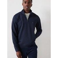 Tommy Hilfiger Men’s Essential Intechno Quarter Zip Sweatshirt with Stand Collar, Blue (Desert Sky), XL