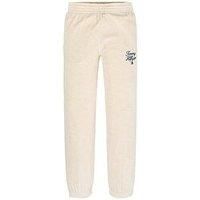 Tommy Hilfiger Girls Script Velour Pant - Dark Cream