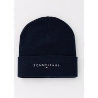 Tommy Jeans Men/'s Tjm Linear Logo Beanie Am0am12896 Beanie, Blue (Dark Night Navy), One Size