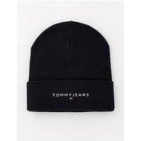 Tommy Jeans Linear Logo Beanie Hat - Black