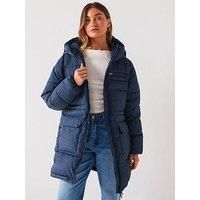 Tommy Jeans Women/'s Tjw Midi Aspen Puffer Dw0dw18842 Puffer Jacket, Blue (Dark Night Navy), L