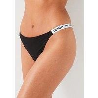 Tommy Hilfiger High Leg Logo Banded Thong - Black