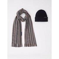 Tommy Hilfiger Beanie & Multi Stripe Scarf Gift Set - Navy