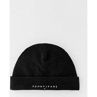 Tommy Jeans Linear Logo Fleece Beanie Hat - Black
