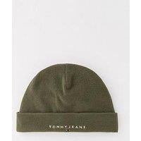 Tommy Jeans Linear Logo Fleece Beanie Hat - Green