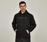 Tommy Jeans Mens Tjm Reg Linear Logo Ext Dm0dm20746bds004 Pullover Hoodie, Black (Black), L UK