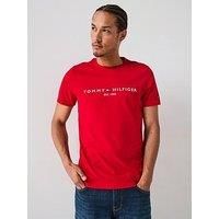 Tommy Hilfiger Regular Fit Linear Chest Logo T-Shirt - Red