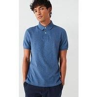 Tommy Hilfiger Men’s Short Sleeve 1985 Regular Fit Polo Shirt, Blue (Faded Indigo Heather), S