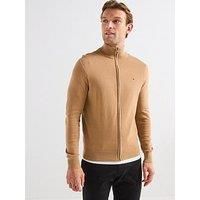 Tommy Hilfiger Men’s Essential Cotton Stand Collar Jumper with Zip, Beige (Safari Canvas), L