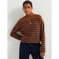 Tommy Hilfiger Long Sleeve Striped Knitted Jumper - Brown