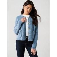 Tommy Hilfiger Textured Gold Button Cardigan - Blue