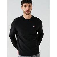 Tommy Jeans Regular Fit Left Chest Badge Crew Sweatshirt - Black