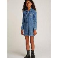 Tommy Hilfiger Girls Long Sleeve Denim Dress - Blue