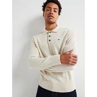 Tommy Jeans Slim Fit Essential Knitted Polo Shirt - Off White