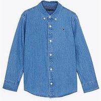 Tommy Hilfiger Boys Denim Chambray Long Sleeve Shirt - Blue