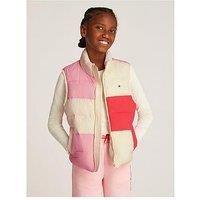 Tommy Hilfiger Girls Colour Block Padded Vest Gilet - Multi