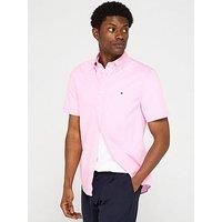 Tommy Hilfiger Flex Poplin Solid Short Sleeve Shirt - Pink