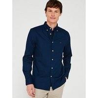 Tommy Hilfiger Slim Fit Flex Dobby Flag Logo Shirt - Navy